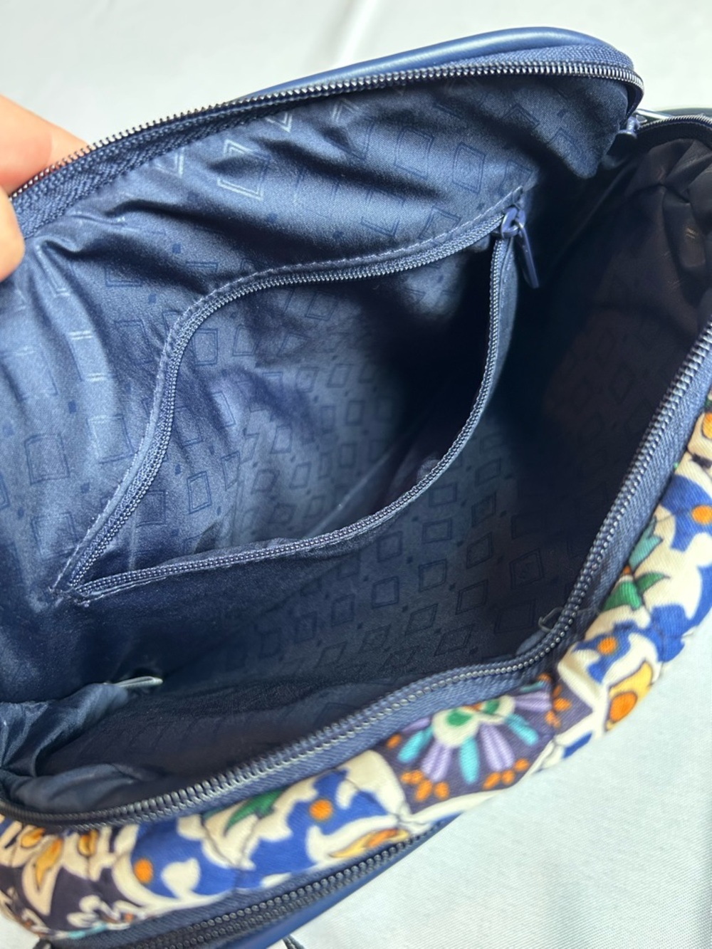 Vera Bradley Cotton Trimmed Crossbody Bag in Lisbon Medallion Cool Pattern - Picture 9 of 12